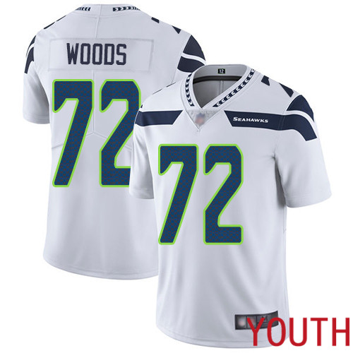 Seattle Seahawks Limited White Youth Al Woods Road Jersey NFL Football #72 Vapor Untouchable